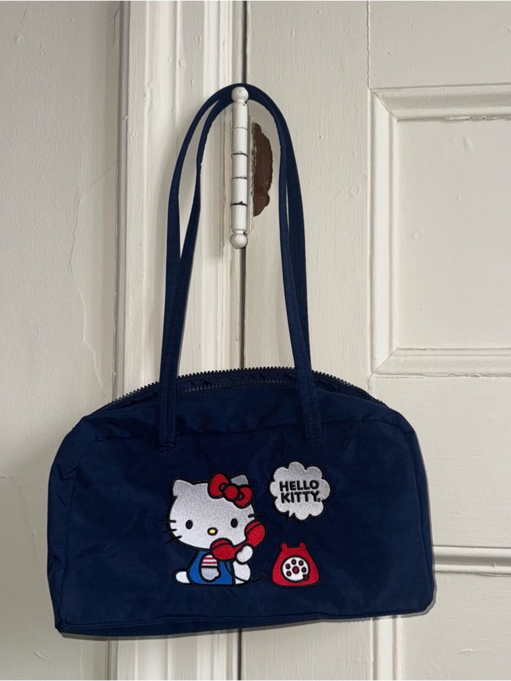 BAGGU Embroidered Hello Kitty Phone Nylon Bowler Bag